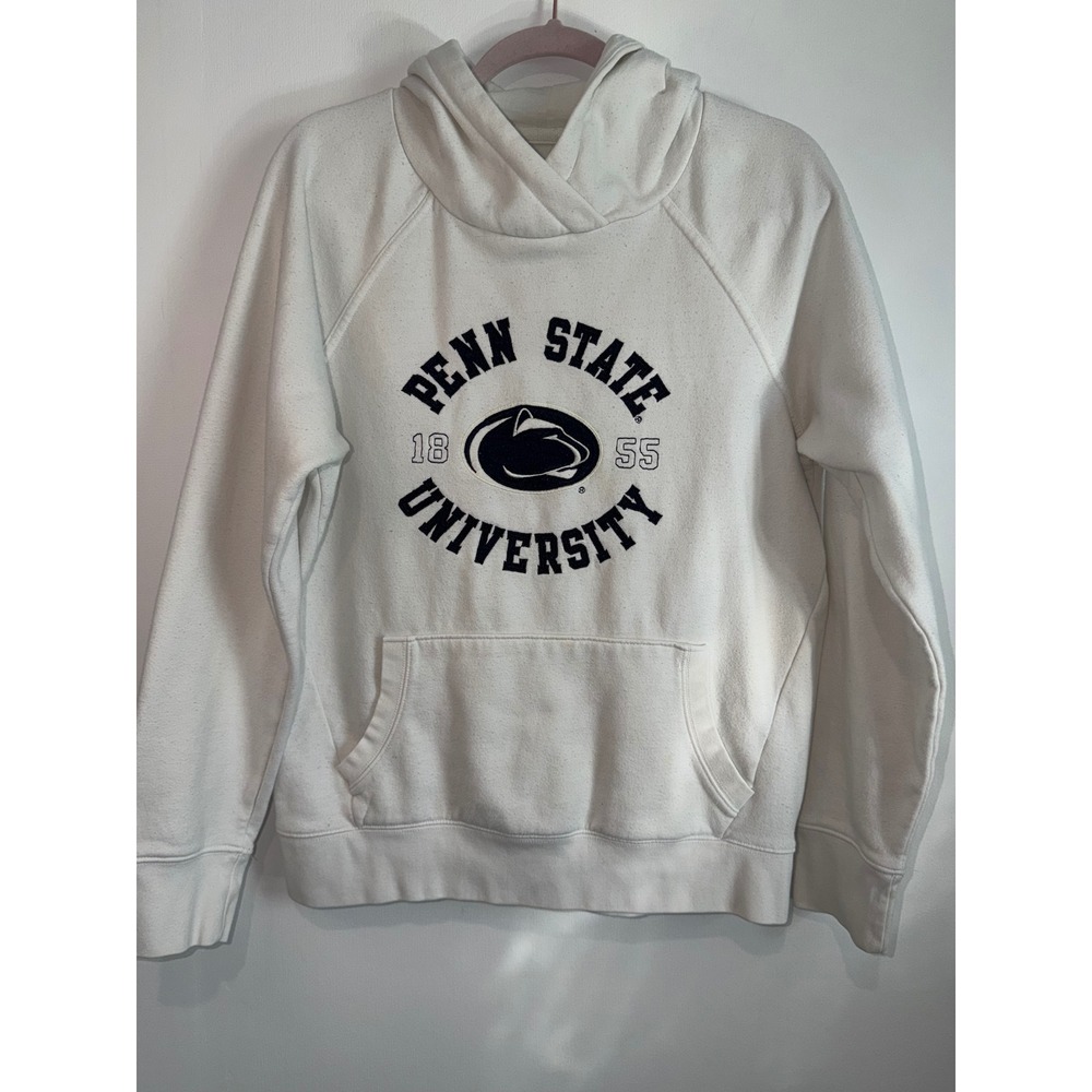 League Penn State University Hoodie Large Cream Navy Blue Nittany Lions Raglan